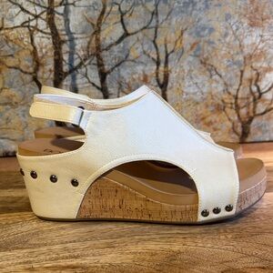 Women's NWOT Boutique by Corky cream Cork Wedge Sandals size 10